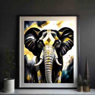 Poster Aquarelle Abstraite Peinture d'un éléphant 5:4