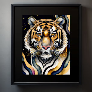 Poster Aquarelle Abstraite Peinture d'un tigre 5:4