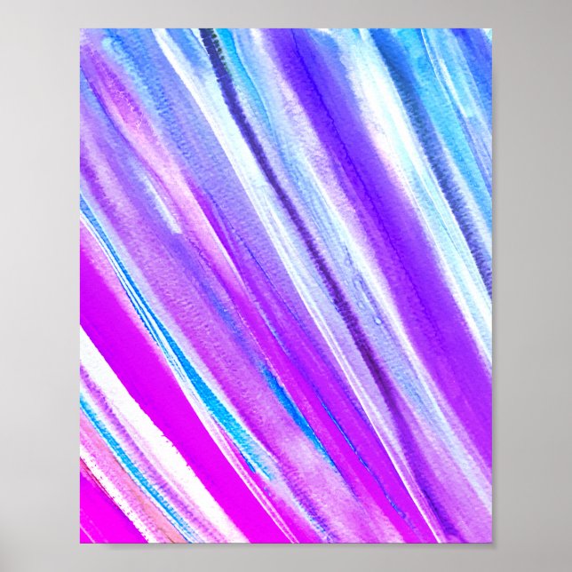 Poster Aquarelle abstraite violet rose (Devant)