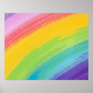 Poster Aquarelle acrylique colorée Motif arc-en-ciel  