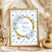 Aquarelle adorable Dusty Blue Gold Panneau personn