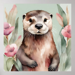 Poster Aquarelle adorable Otter