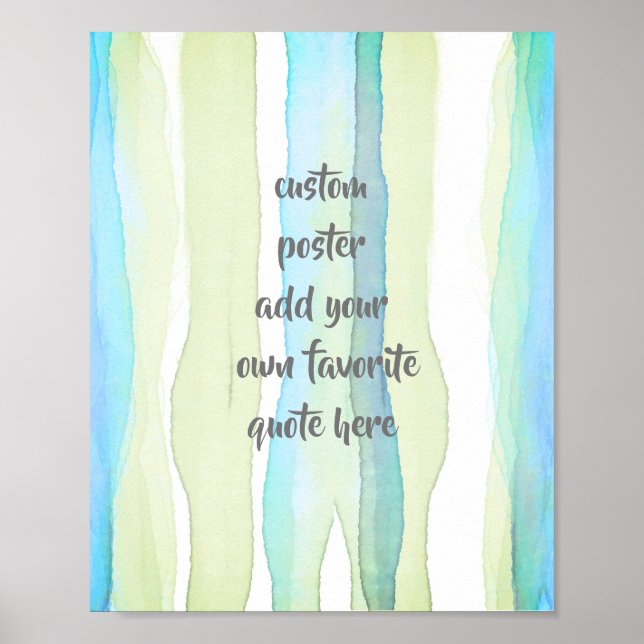 Poster aquarelle ajouter une citation rayures turquoise e (Devant)
