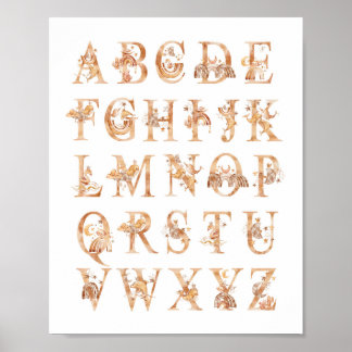 Poster Aquarelle Alphabet Nursery Decor ABC Chart