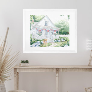 Poster Aquarelle Americana Patriotic Country Cottage