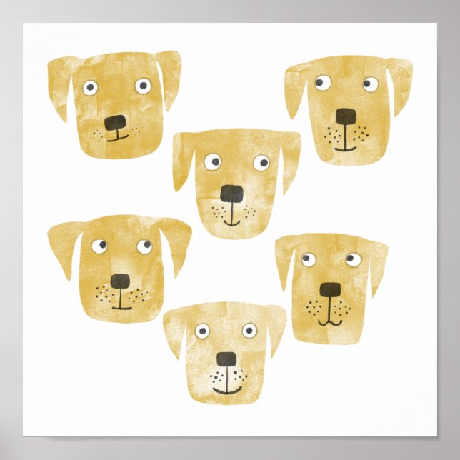 Poster Aquarelle amusante Golden Labrador Retriever Dogs
