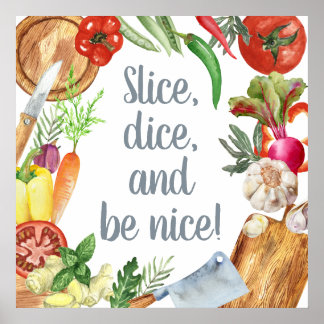 Poster Aquarelle amusante Végétable Ustensiles de cuisine