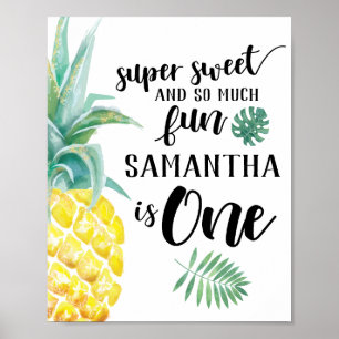 Poster Aquarelle ananas panneau d'anniversaire