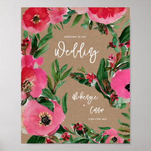 Poster Aquarelle Anemone Cardstock Mariage Bienvenue