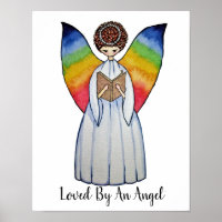 Aquarelle Angel Avec Arcs-En-Ciel Lire Un Livre