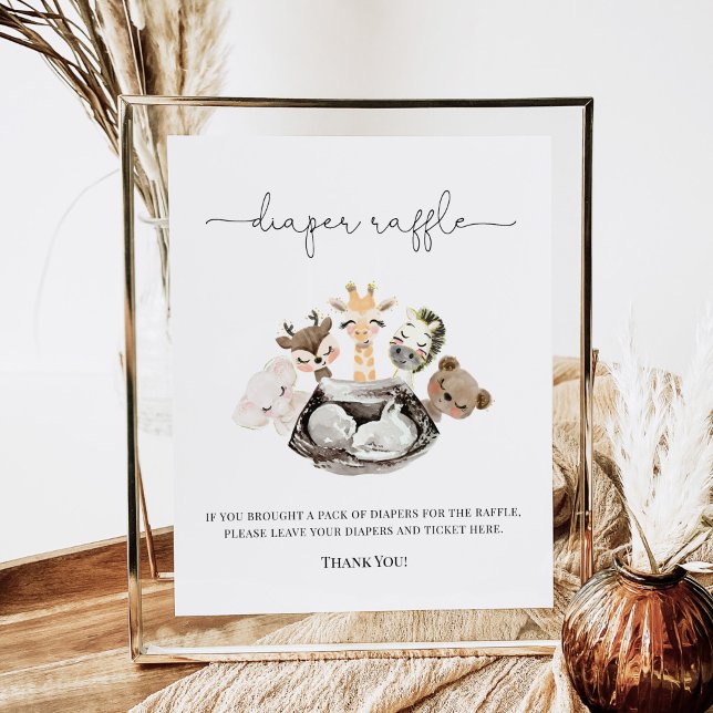 Poster Aquarelle Animaux Faux Moderne Roulette Dorée Raff (Créateur téléchargé)