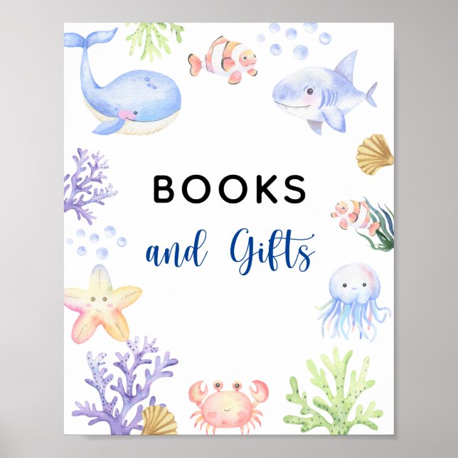 Poster Aquarelle animaux océaniques - Livres et cadeaux (Devant)
