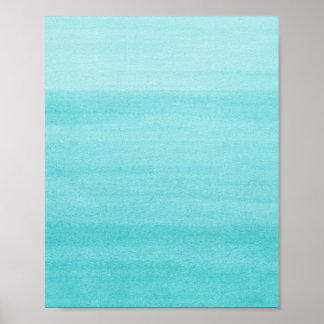 Poster Aquarelle Aqua Blue Ombre Abstraite