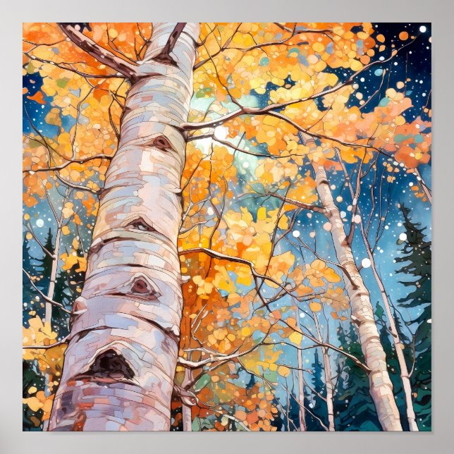 Poster Aquarelle Arbre d'automne (Devant)