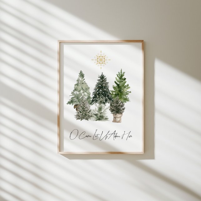 Poster Aquarelle arbre de Noël venez nous l'adorons (Créateur téléchargé)