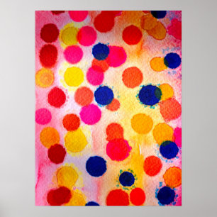 Poster Aquarelle arc-en-ciel pois