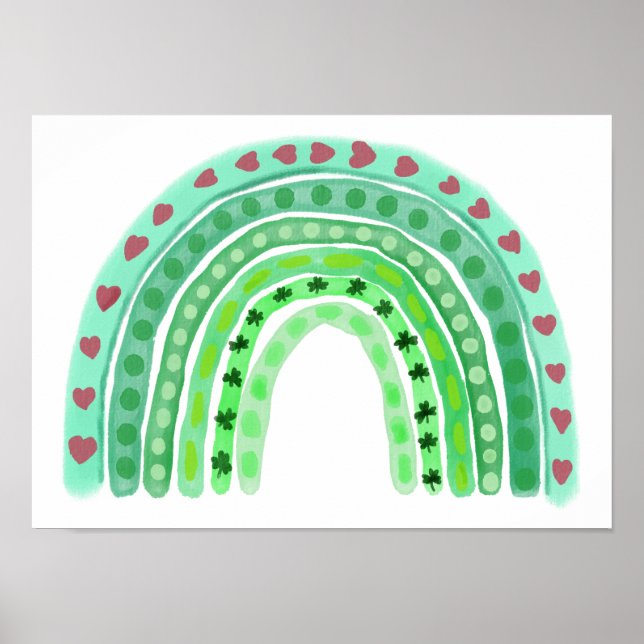Poster Aquarelle arc-en-ciel pour la Saint-Patrick (Devant)