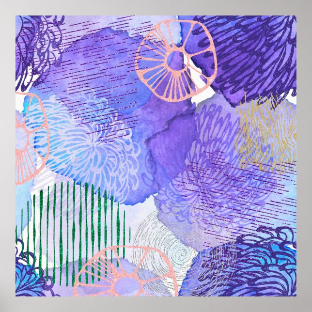 Poster Aquarelle arrière - plan Abstraite (Devant)