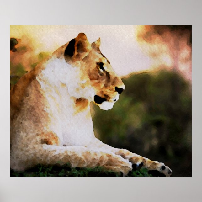 Poster *~* Aquarelle Art AP23 LIONESSE Artistique (Devant)