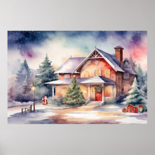 Poster Aquarelle Art de Noël