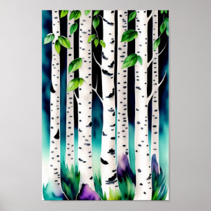 Poster Aquarelle Aspen Trees