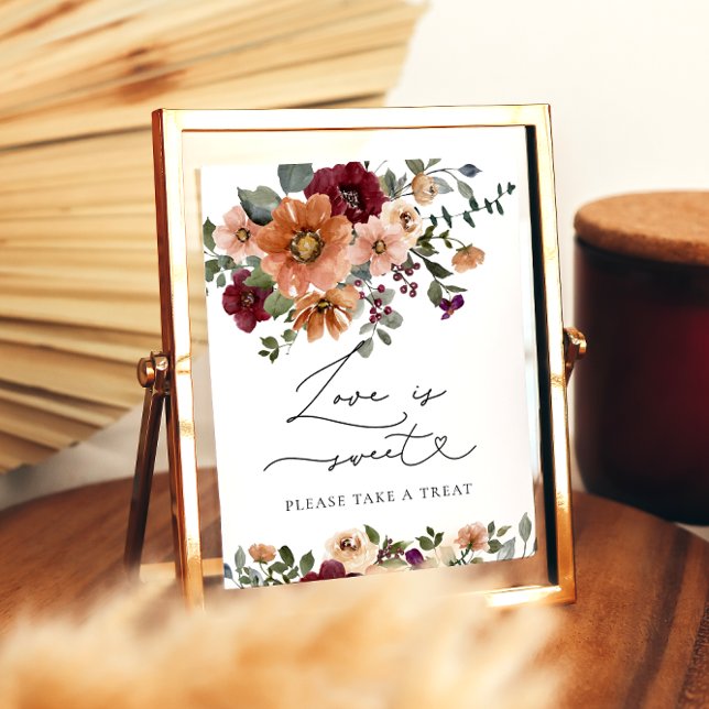 Poster Aquarelle Automne Floral L'amour est doux Prenez u (Créateur téléchargé)