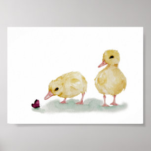 Poster Aquarelle avec papillon