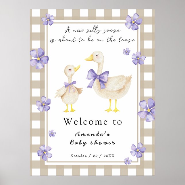 Poster Aquarelle Baby shower d'oie soie (Devant)
