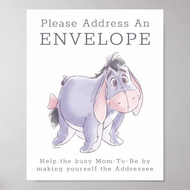 Poster Aquarelle Baby shower Eeyore (Devant)
