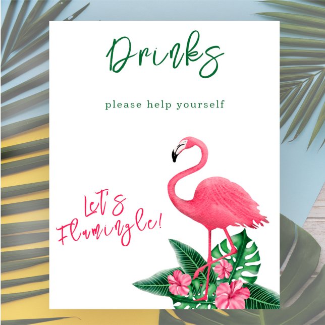 Poster Aquarelle baby shower flamingo - Boissons (Créateur téléchargé)