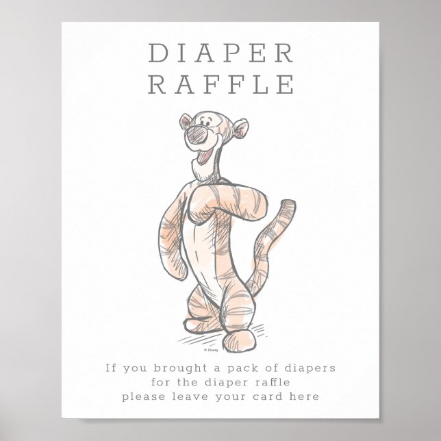 Poster Aquarelle Baby shower tigre Raffin de couche (Devant)