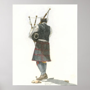 Poster Aquarelle Bagpiper