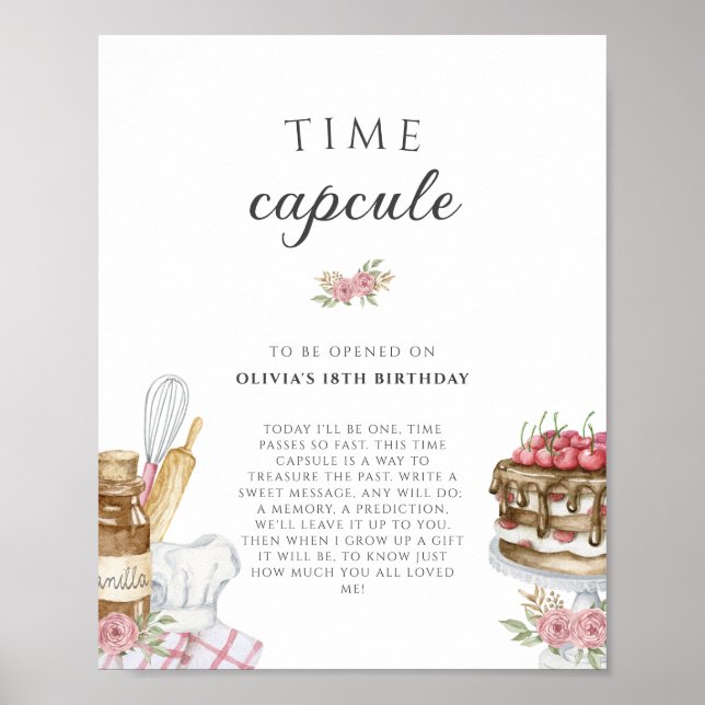 Poster Aquarelle Baking Anniversaire heure Capsule (Devant)