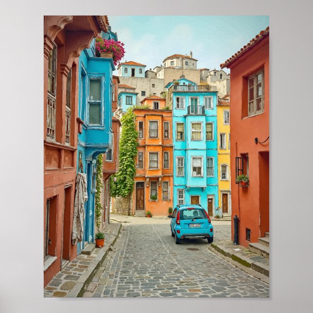 Poster Aquarelle Balat Istanbul Turquie (Devant)