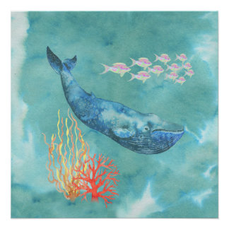 Poster Aquarelle Baleine bleue ID368