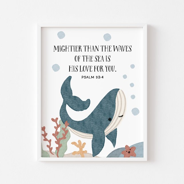 Poster Aquarelle Baleine Enfants chrétiens Bible imprimé (Créateur téléchargé)