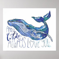 Aquarelle Baleine - I Whale Toujours Vous Aimez