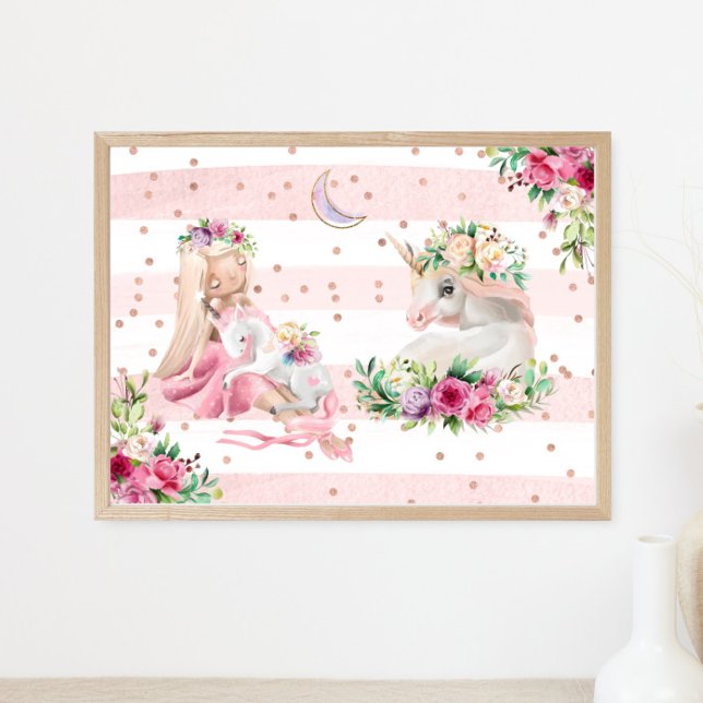 Poster Aquarelle Ballerina et Unicornes (Créateur téléchargé)