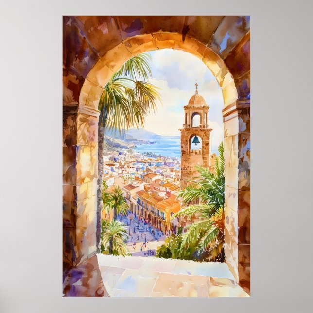 Poster Aquarelle Barcelone 2 (Devant)