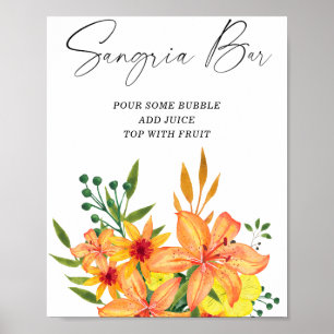 Poster Aquarelle barre de sangria fleurie moderne
