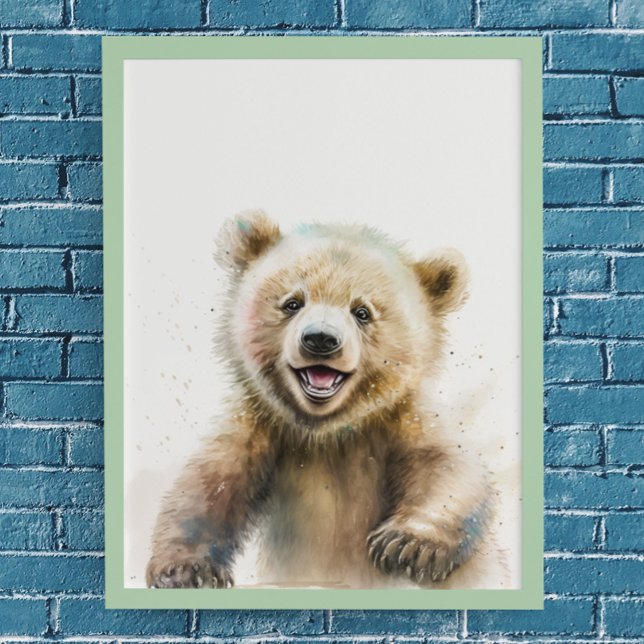 Poster Aquarelle Bear Cub Nursery Woodland Animal (Créateur téléchargé)