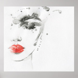 Poster Aquarelle Beauté : Illustration de portrait fémini