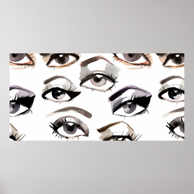 Poster Aquarelle beaux yeux motif (Devant)