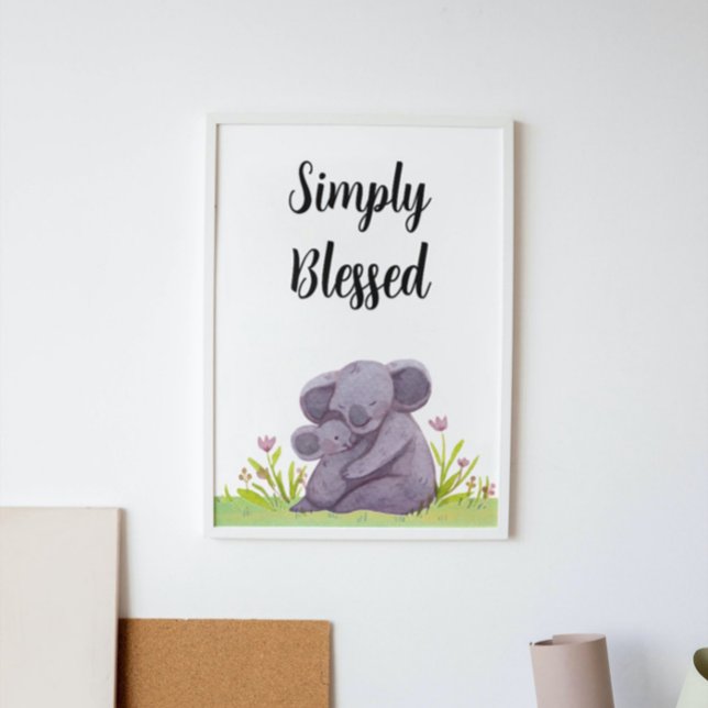 Poster Aquarelle Bienheureuse Koala Oear Nursery (Créateur téléchargé)