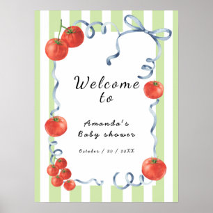 Poster Aquarelle Bienvenue à la Baby Shower Tomate