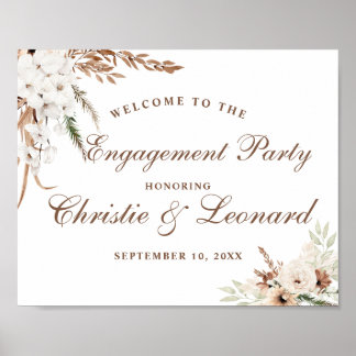 Poster Aquarelle Bienvenue Elegant Boho Engagement Party