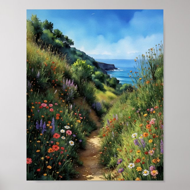 Poster Aquarelle Big Sur California (Devant)