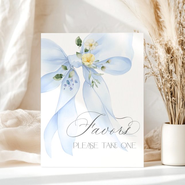 Poster Aquarelle bleu Bow Favoriser le baby shower (Créateur téléchargé)