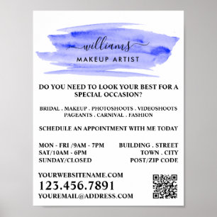 Poster Aquarelle bleu brosse Artiste maquillage