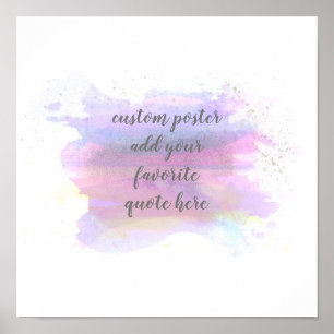 Poster aquarelle bleu et violet ajouter votre propre devi